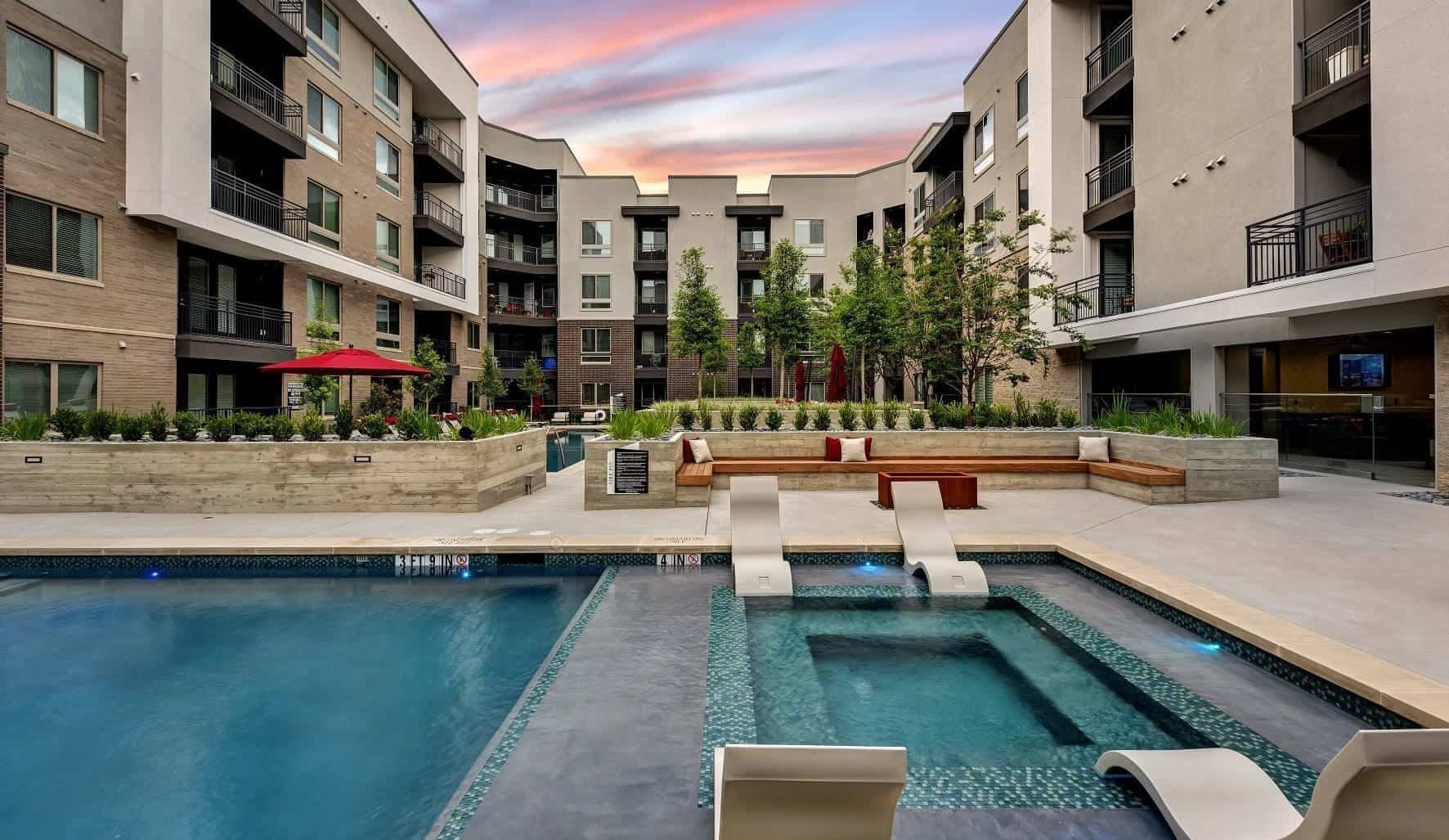 Aura development pool and courtyard